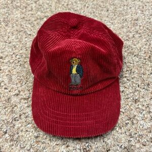 Polo Sport Ralph Lauren Bear Hat Corduroy Vintage Leather Strapback Country Cap